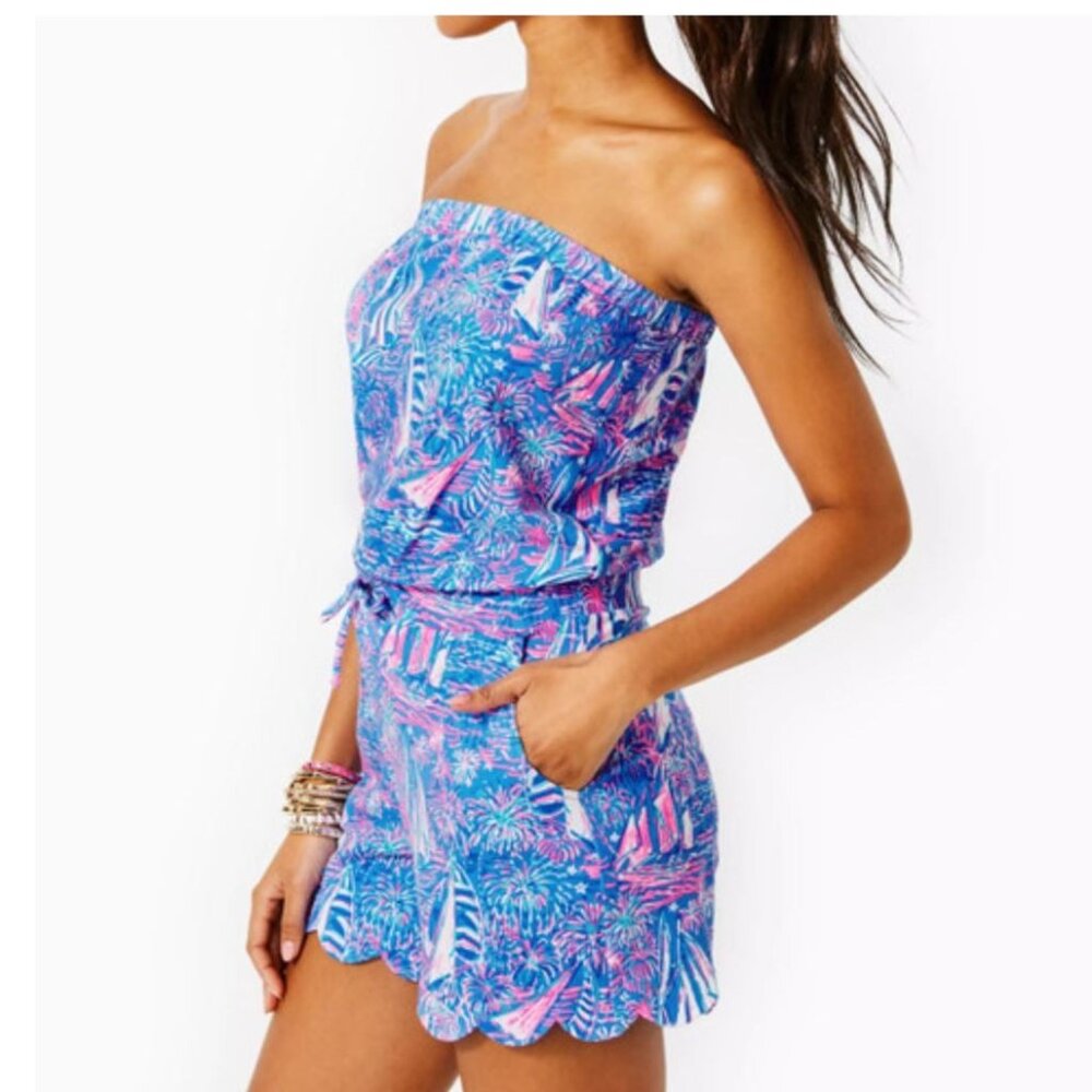 Jace Strapless Romper in Boca Blue Its A Sailabration size M -  LIKE NEW